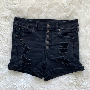 Black distressed American Eagle shorts